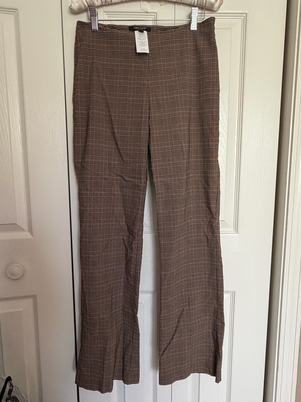 Plaid Wide-Leg Pants - Brown - karen kane Brand  and stretchable